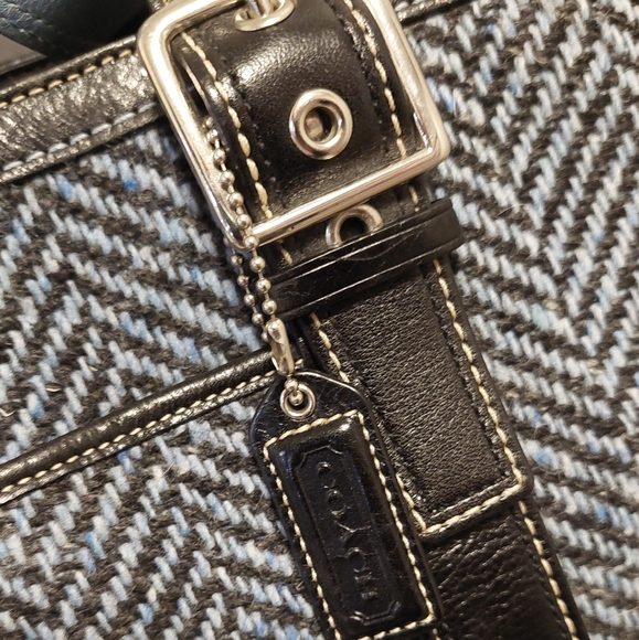 COACH Hampton Wool Tweed Herringbone Tote Shoulder Bag - Picture 8 of 16